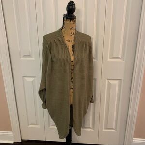 Merokeety Olive Cocoon Shaped  Waffle Knit Open Cardigan Size L